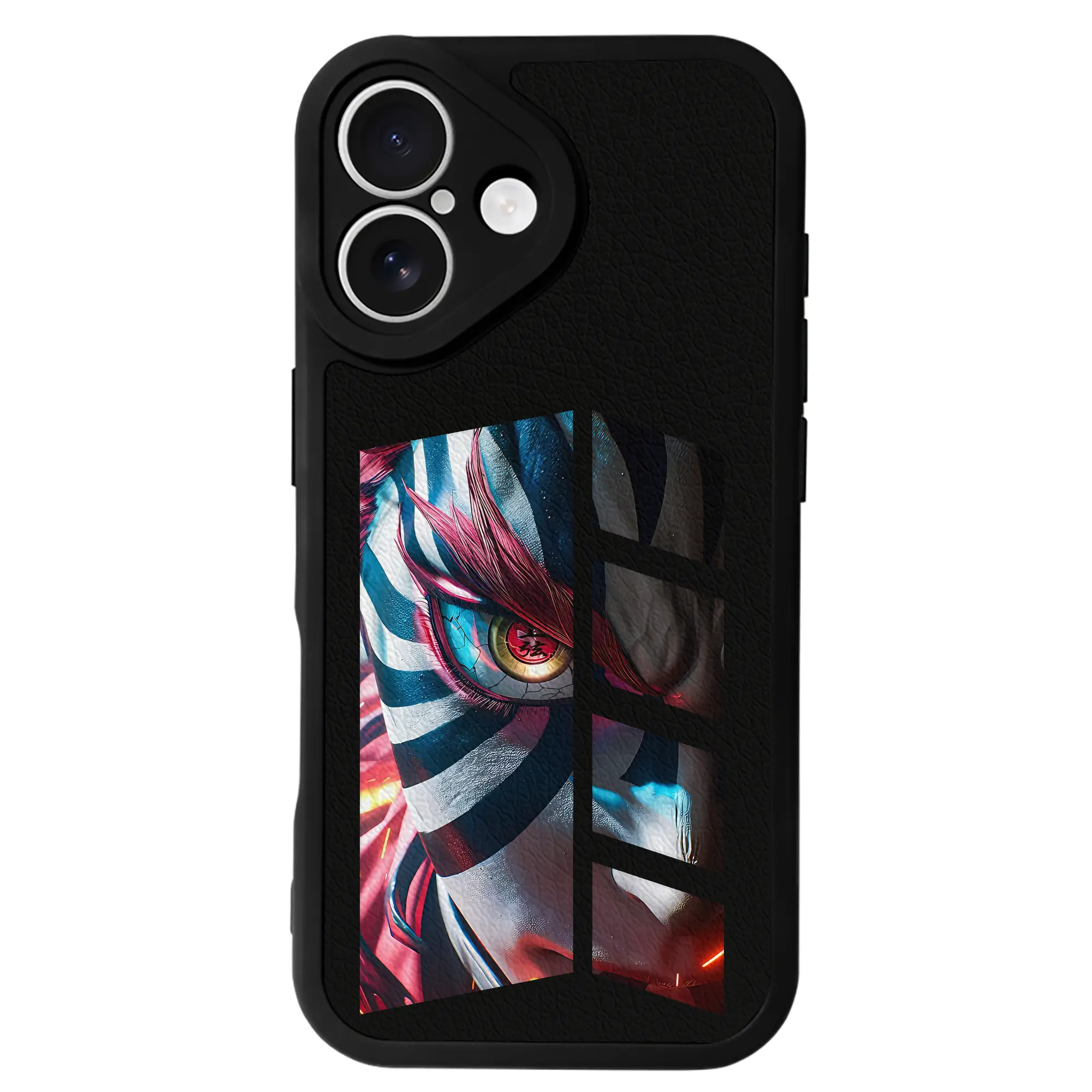 鬼滅の刃 グッズ,猗窩座 - IPhone 16シリーズ対応 ・ シリコンスマホケース ・ レザー調 ・ 高精度フィット ・ 耐衝撃 ・ ワイヤレス充電対応 ・ 精密カット